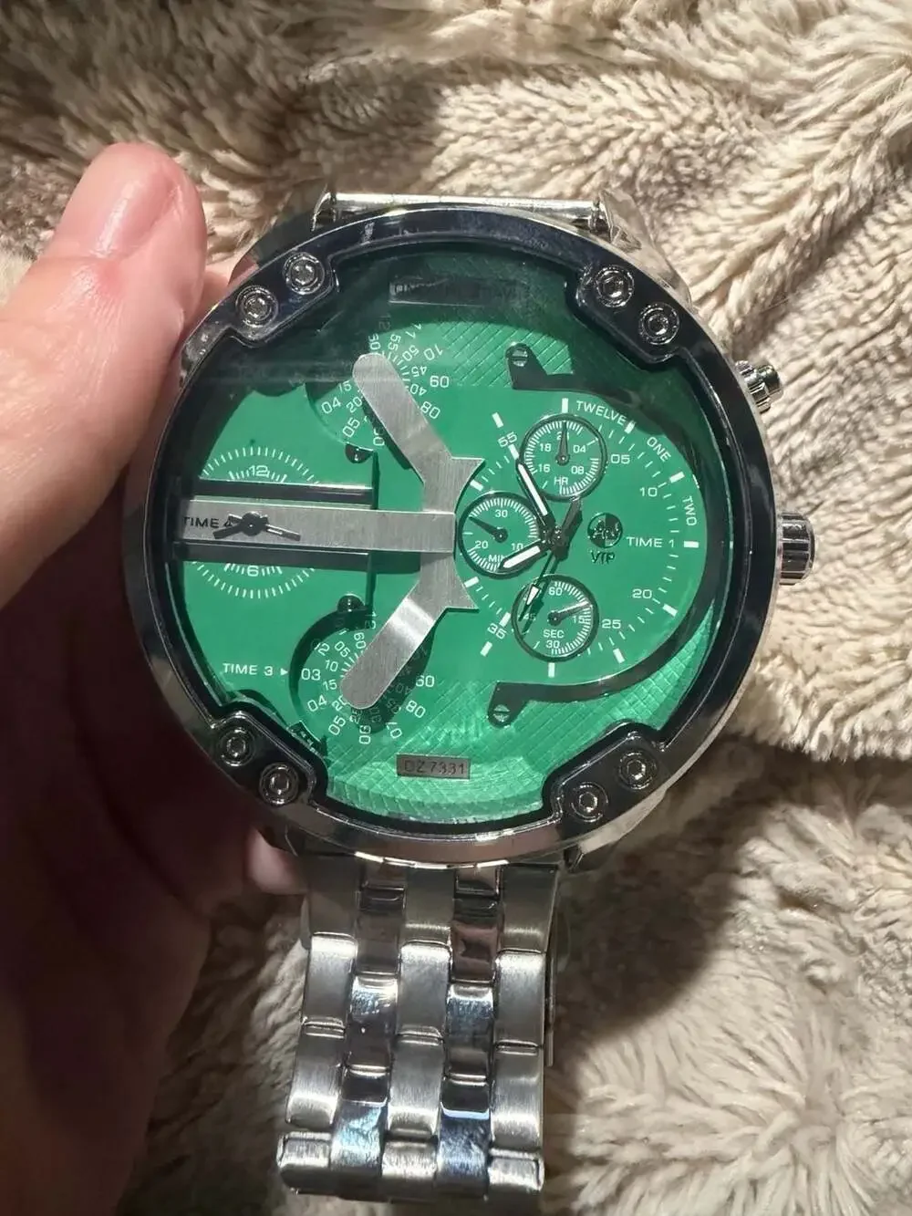 AJ Watches Oversized Chronograph Style Green Dial DZ7331 Tribute Watch